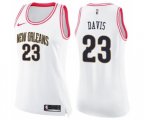 Women's New Orleans Pelicans #23 Anthony Davis Swingman White Pink Fashion Basketball Jersey