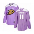 Anaheim Ducks #11 Daniel Sprong Authentic Purple Fights Cancer Practice Hockey Jersey