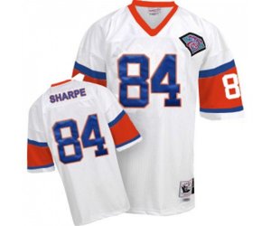 Denver Broncos #84 Shannon Sharpe White With 75 Anniversary Patch Authentic Throwback Football Jersey