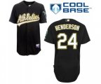 Oakland Athletics #24 Rickey Henderson Authentic Black Cool Base Baseball Jersey