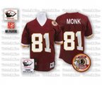 Washington Redskins #81 Art Monk Burgundy Red Team Color 50TH Patch Authentic Throwback Football Jersey