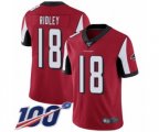 Atlanta Falcons #18 Calvin Ridley Red Team Color Vapor Untouchable Limited Player 100th Season Football Jersey