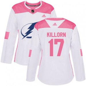 Women Tampa Bay Lightning #17 Alex Killorn Authentic White Pink Fashion NHL Jersey