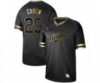 Minnesota Twins #29 Rod Carew Authentic Black Gold Fashion Baseball Jersey