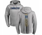 Los Angeles Chargers #22 Justin Jackson Ash Backer Pullover Hoodie