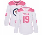Women Winnipeg Jets #19 Nic Petan Authentic White Pink Fashion NHL Jersey