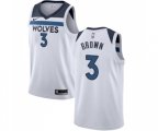 Minnesota Timberwolves #3 Anthony Brown Authentic White Basketball Jersey - Association Edition