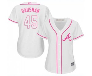 Women\'s Atlanta Braves #45 Kevin Gausman Replica White Fashion Cool Base Baseball Jersey