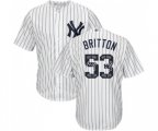 New York Yankees #53 Zach Britton Authentic White Team Logo Fashion Baseball Jersey