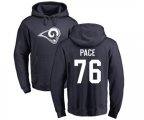 Los Angeles Rams #76 Orlando Pace Navy Blue Name & Number Logo Pullover Hoodie