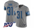 Detroit Lions #31 Teez Tabor Limited Gray Inverted Legend 100th Season Football Jersey