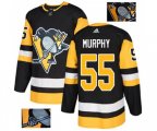 Adidas Pittsburgh Penguins #55 Larry Murphy Authentic Black Fashion Gold NHL Jersey