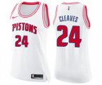 Women's Detroit Pistons #24 Mateen Cleaves Swingman White Pink Fashion Basketball Jersey
