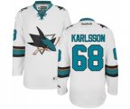 Reebok San Jose Sharks #68 Melker Karlsson Authentic White Away NHL Jersey