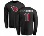 Arizona Cardinals #11 Larry Fitzgerald Black Name & Number Logo Long Sleeve T-Shirt