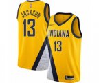 Indiana Pacers #13 Mark Jackson Authentic Gold Finished Basketball Jersey - Statement Edition