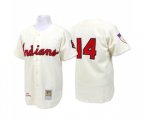 Cleveland Indians #14 Larry Doby Authentic Cream Throwback Baseball Jersey