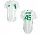 Chicago White Sox #45 Bobby Jenks Authentic White Green Strip Baseball Jersey