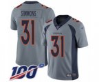 Denver Broncos #31 Justin Simmons Limited Silver Inverted Legend 100th Season Football Jersey