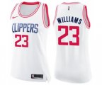 Women's Los Angeles Clippers #23 Louis Williams Swingman White Pink Fashion Basketball Jersey