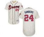 Atlanta Braves #24 Deion Sanders Cream Alternate Flex Base Authentic Collection Baseball Jersey