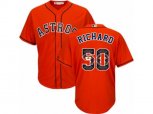 Houston Astros #50 J.R. Richard Authentic Orange Team Logo Fashion Cool Base MLB Jersey