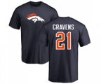 Denver Broncos #21 Su'a Cravens Navy Blue Name & Number Logo T-Shirt