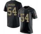 New England Patriots #54 Tedy Bruschi Black Camo Salute to Service T-Shirt