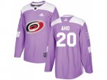 Carolina Hurricanes #20 Sebastian Aho Purple Authentic Fights Cancer Stitched NHL Jersey