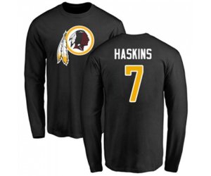 Washington Redskins #7 Dwayne Haskins Black Name & Number Logo Long Sleeve T-Shirt