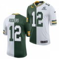 Green Bay Packers #12 Aaron Rodgers Nike Green White Split Two Tone Classic Limited Jersey