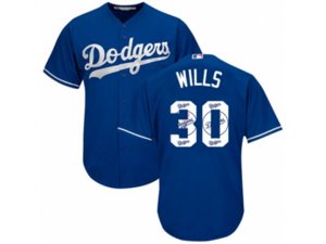 Los Angeles Dodgers #30 Maury Wills Authentic Royal Blue Team Logo Fashion Cool Base MLB Jersey