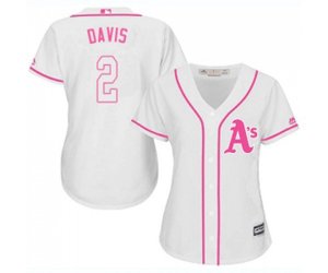 Women\'s Oakland Athletics #2 Khris Davis Replica White Fashion Cool Base Baseball Jersey