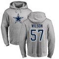 Dallas Cowboys #57 Damien Wilson Ash Name & Number Logo Pullover Hoodie