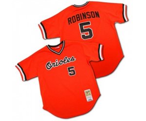 Baltimore Orioles #5 Brooks Robinson Authentic Orange Throwback Baseball Jersey