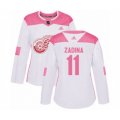 Women's Detroit Red Wings #11 Filip Zadina Authentic White Pink Fashion NHL Jersey
