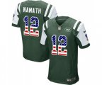 New York Jets #12 Joe Namath Elite Green Home USA Flag Fashion Football Jersey