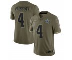 Dallas Cowboys #4 Dak Prescott 2022 Olive Salute To Service Limited Stitched Jersey