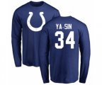 Indianapolis Colts #34 Rock Ya-Sin Royal Blue Name & Number Logo Long Sleeve T-Shirt