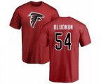 Atlanta Falcons #54 Foye Oluokun Red Name & Number Logo T-Shirt