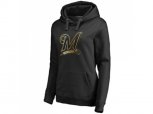 Women Milwaukee Brewers Gold Collection Pullover Hoodie Black