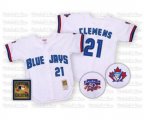 Toronto Blue Jays #21 Roger Clemens Replica White Throwback Baseball Jersey