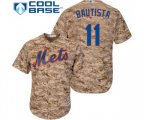 New York Mets #11 Jose Bautista Replica Camo Alternate Cool Base Baseball Jersey
