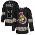 Ottawa Senators #2 Dylan DeMelo Authentic Black Team Logo Fashion NHL Jersey