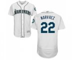 Seattle Mariners #22 Omar Narvaez White Home Flex Base Authentic Collection Baseball Jersey