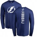 Tampa Bay Lightning #31 Peter Budaj Royal Blue Backer Long Sleeve T-Shirt