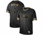Philadelphia Phillies #1 Richie Ashburn Authentic Black Gold Fashion Baseball Jersey
