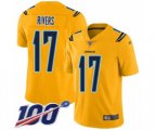 Los Angeles Chargers #17 Philip Rivers Limited Gold Inverted Legend 100th Season Football Jersey