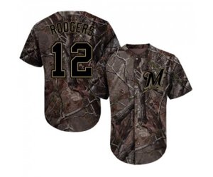Milwaukee Brewers #12 Aaron Rodgers Authentic Camo Realtree Collection Flex Base Baseball Jersey
