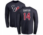 Houston Texans #14 DeAndre Carter Navy Blue Name & Number Logo Long Sleeve T-Shirt